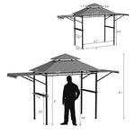  - 13.5 x 4 Feet Patio BBQ Grill Gazebo Canopy with Dual Side Awnings - Outdoor Style Company