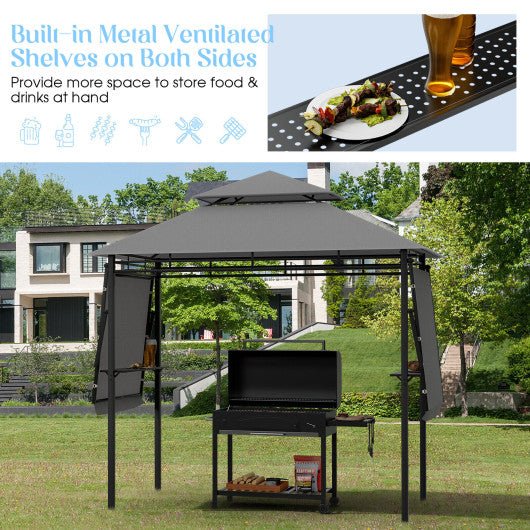  - 13.5 x 4 Feet Patio BBQ Grill Gazebo Canopy with Dual Side Awnings - Outdoor Style Company