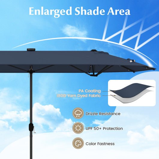  - 13FT Double - sided Patio Umbrella with Solar Lights for Garden Pool Backyard - Outdoor Style Company