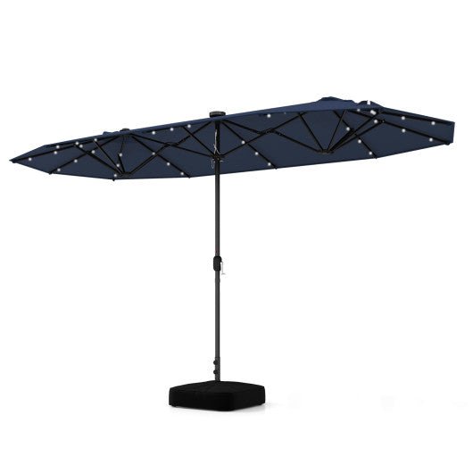  - 13FT Double - sided Patio Umbrella with Solar Lights for Garden Pool Backyard - Outdoor Style Company