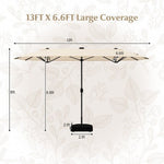  - 13FT Double - sided Patio Umbrella with Solar Lights for Garden Pool Backyard - Outdoor Style Company