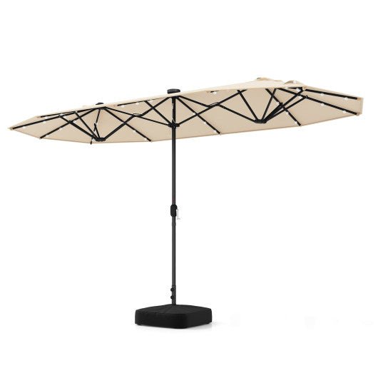  - 13FT Double - sided Patio Umbrella with Solar Lights for Garden Pool Backyard - Outdoor Style Company