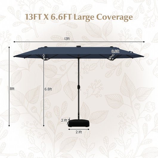  - 13FT Double - sided Patio Umbrella with Solar Lights for Garden Pool Backyard - Outdoor Style Company