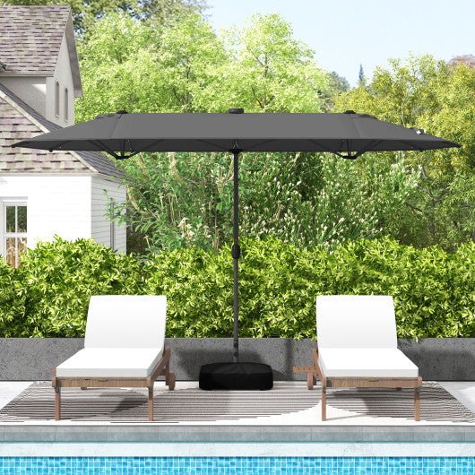  - 13FT Double - sided Patio Umbrella with Solar Lights for Garden Pool Backyard - Outdoor Style Company