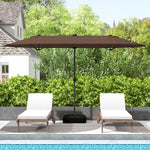  - 13FT Double - sided Patio Umbrella with Solar Lights for Garden Pool Backyard - Coffee - Outdoor Style Company