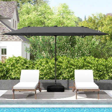  - 13FT Double - sided Patio Umbrella with Solar Lights for Garden Pool Backyard - Gray - Outdoor Style Company