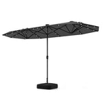  - 13FT Double - sided Patio Umbrella with Solar Lights for Garden Pool Backyard - Gray - Outdoor Style Company