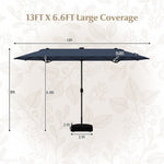  - 13FT Double - sided Patio Umbrella with Solar Lights for Garden Pool Backyard - Navy - Outdoor Style Company