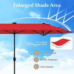  - 13FT Double - sided Patio Umbrella with Solar Lights for Garden Pool Backyard - Red - Outdoor Style Company