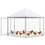  - 13FT Large Metal Hexagonal Chicken Coop with Wire Mesh and Lockable Door - Outdoor Style Company