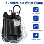  - 1/3HP 2400GPH Submersible Utility Pump Portable Electric Water Pump with 10 FT Cord - Outdoor Style Company