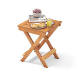  - 14 Inch Compact Folding Side Table with Slatted Tabletop - Outdoor Style Company