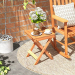  - 14 Inch Compact Folding Side Table with Slatted Tabletop - Outdoor Style Company