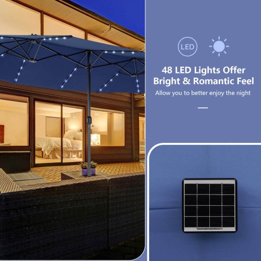  - 15 Feet Double - Sided Patio Umbrella with 48 LED Lights - Outdoor Style Company