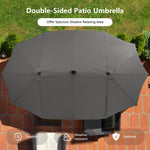  - 15 Feet Double - Sided Patio Umbrella with 48 LED Lights - Outdoor Style Company