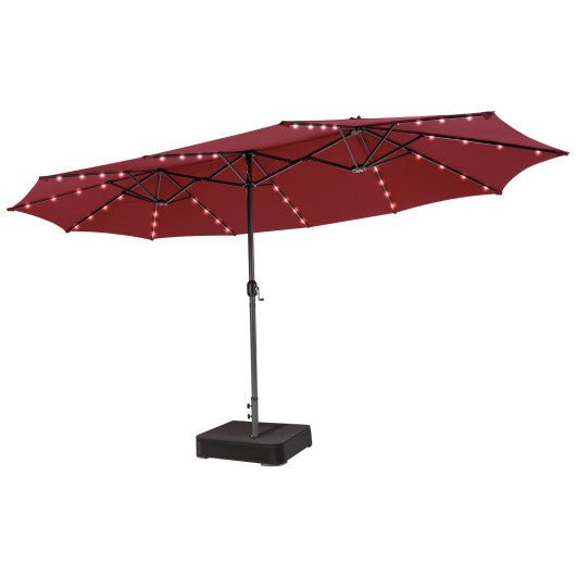  - 15 Feet Double - Sided Patio Umbrella with 48 LED Lights - Outdoor Style Company