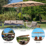  - 15 Feet Double - Sided Twin Patio Umbrella with Crank and Base - Outdoor Style Company