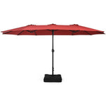  - 15 Feet Double - Sided Twin Patio Umbrella with Crank and Base - Outdoor Style Company