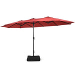  - 15 Feet Double - Sided Twin Patio Umbrella with Crank and Base - Outdoor Style Company