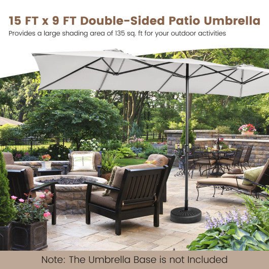  - 15 Feet Double - Sized Patio Umbrella with Crank Handle and Vented Tops - Outdoor Style Company