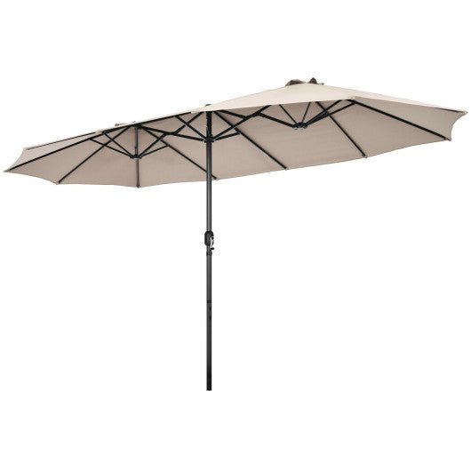  - 15 Feet Patio Double - Sided Umbrella with Hand - Crank System - Outdoor Style Company