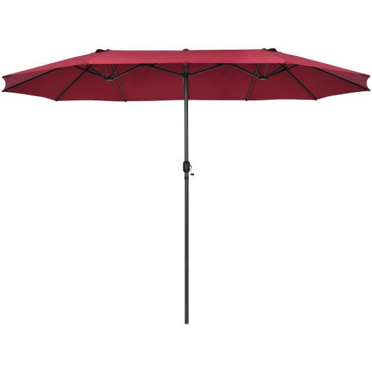  - 15 Feet Patio Double - Sided Umbrella with Hand - Crank System - Outdoor Style Company