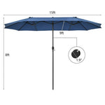  - 15 Feet Patio Double - Sided Umbrella with Hand - Crank System - Outdoor Style Company