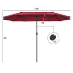  - 15 Feet Patio Double - Sided Umbrella with Hand - Crank System - Outdoor Style Company