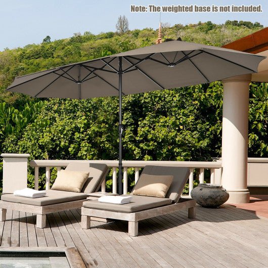  - 15 Feet Patio Double - Sided Umbrella with Hand - Crank System - Outdoor Style Company