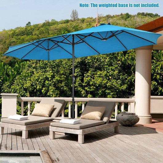  - 15 Feet Patio Double - Sided Umbrella with Hand - Crank System - Outdoor Style Company