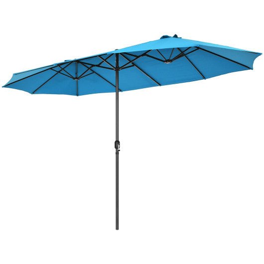  - 15 Feet Patio Double - Sided Umbrella with Hand - Crank System - Outdoor Style Company