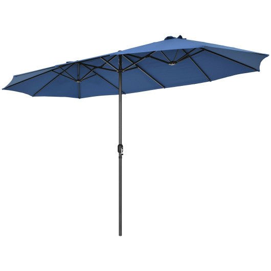  - 15 Feet Patio Double - Sided Umbrella with Hand - Crank System - Outdoor Style Company