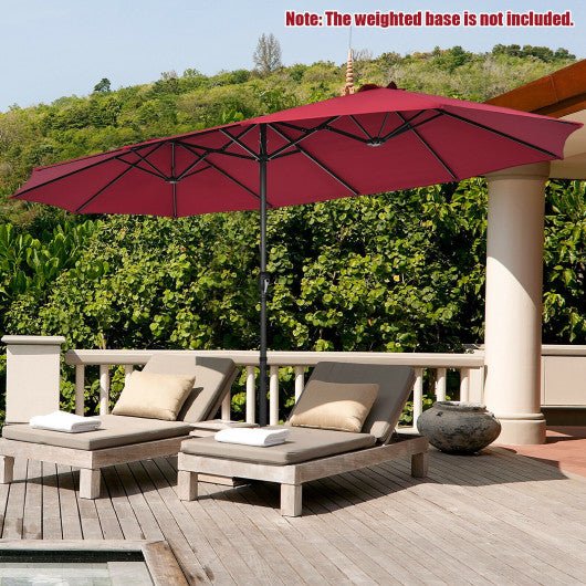  - 15 Feet Patio Double - Sided Umbrella with Hand - Crank System - Outdoor Style Company