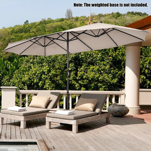  - 15 Feet Patio Double - Sided Umbrella with Hand - Crank System - Outdoor Style Company