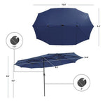  - 15 Feet Twin Patio Umbrella with 48 Solar LED Lights - Outdoor Style Company