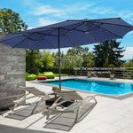  - 15 Feet Twin Patio Umbrella with 48 Solar LED Lights - Outdoor Style Company