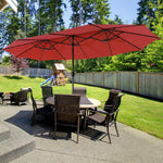  - 15 Feet Twin Patio Umbrella with 48 Solar LED Lights - Outdoor Style Company