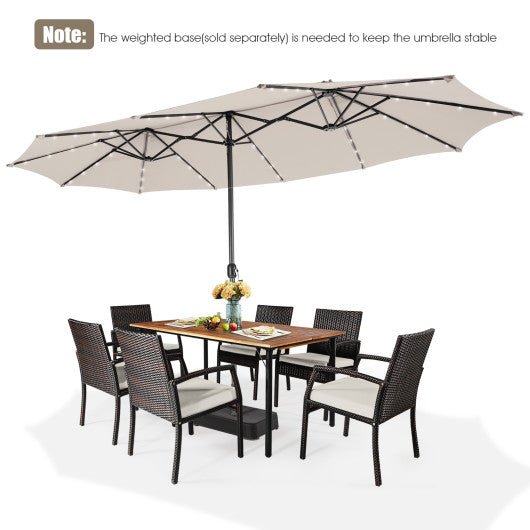  - 15 Feet Twin Patio Umbrella with 48 Solar LED Lights - Outdoor Style Company