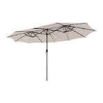  - 15 Feet Twin Patio Umbrella with 48 Solar LED Lights - Outdoor Style Company