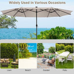  - 15 Feet Twin Patio Umbrella with 48 Solar LED Lights - Outdoor Style Company