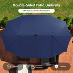  - 15 Feet Twin Patio Umbrella with 48 Solar LED Lights - Outdoor Style Company