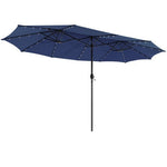  - 15 Feet Twin Patio Umbrella with 48 Solar LED Lights - Outdoor Style Company