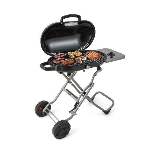  - 15000 BTU Portable Propane BBQ Grill with Wheels and Side Shelf - Outdoor Style Company