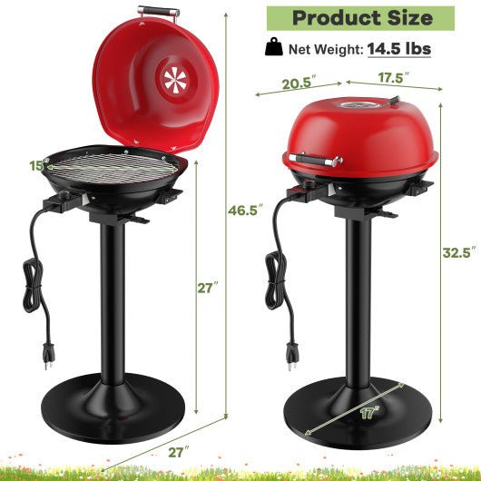  - 1600W Portable Electric BBQ Grill with Removable Non - Stick Rack - Outdoor Style Company