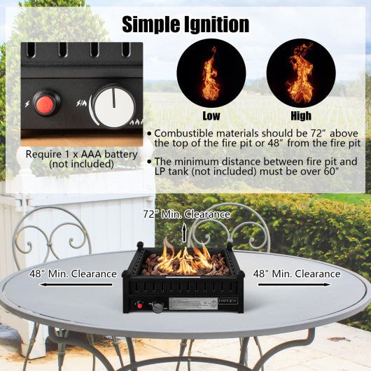  - 16.5 Inch Tabletop Propane Fire Pit with Simple Ignition System - Outdoor Style Company