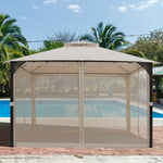 12’ x 10’Outdoor Double Top Patio Gazebo-Beige