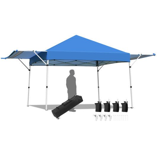  - 17 Feet x 10 Feet Foldable Pop Up Canopy with Adjustable Instant Sun Shelter - Blue - Outdoor Style Company