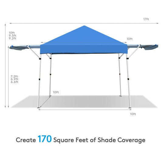  - 17 Feet x 10 Feet Foldable Pop Up Canopy with Adjustable Instant Sun Shelter - Blue - Outdoor Style Company