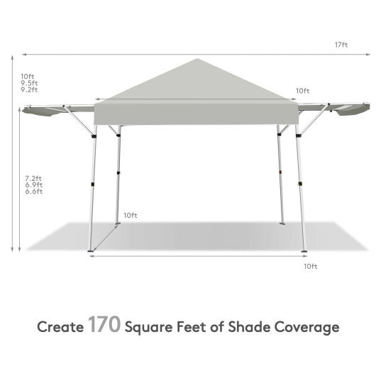  - 17 Feet x 10 Feet Foldable Pop Up Canopy with Adjustable Instant Sun Shelter - Gray - Outdoor Style Company