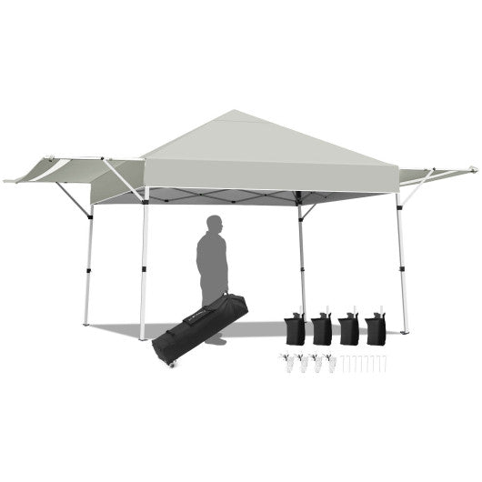  - 17 Feet x 10 Feet Foldable Pop Up Canopy with Adjustable Instant Sun Shelter - Gray - Outdoor Style Company